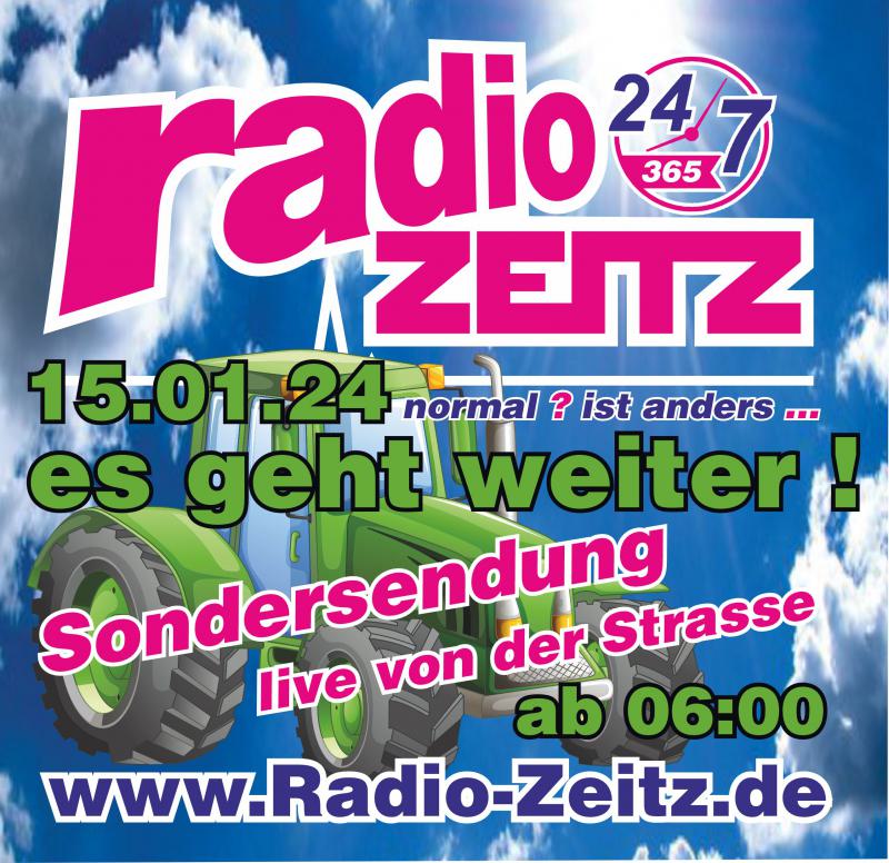 15.01.24 Wir senden live von der Strasse. Kommunikation zum Sender ausschließlich über unsere FB Gruppe Radio Zeitz ... einschalten und dabei sein unter www.Radio-Zeitz.de ... Sendebeginn 06:00 Uhr